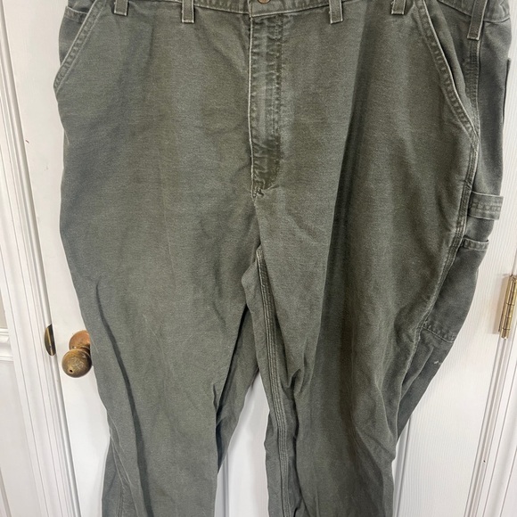 Carhartt Dungaree Canvas Carpenter pants 44x30 Moss Workwear Flaw - Picture 6 of 6